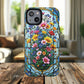 Floral Stained Glass Tough Magnetic Case, Durable Phone Cover, Gift for Nature Lovers, Unique Floral Design, Phone Accessories for All Occasions.