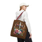 Faith and Floral Cross Heart Tote Bag