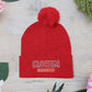 Cozy Pom-Pom Knit Cap with 'ELOHIM, GENESIS 1:1'  Embroidery Beanie - Stylish Winter Accessory for All Ages, Perfect Gift for Birthdays, Holidays, and Outdoor Activities