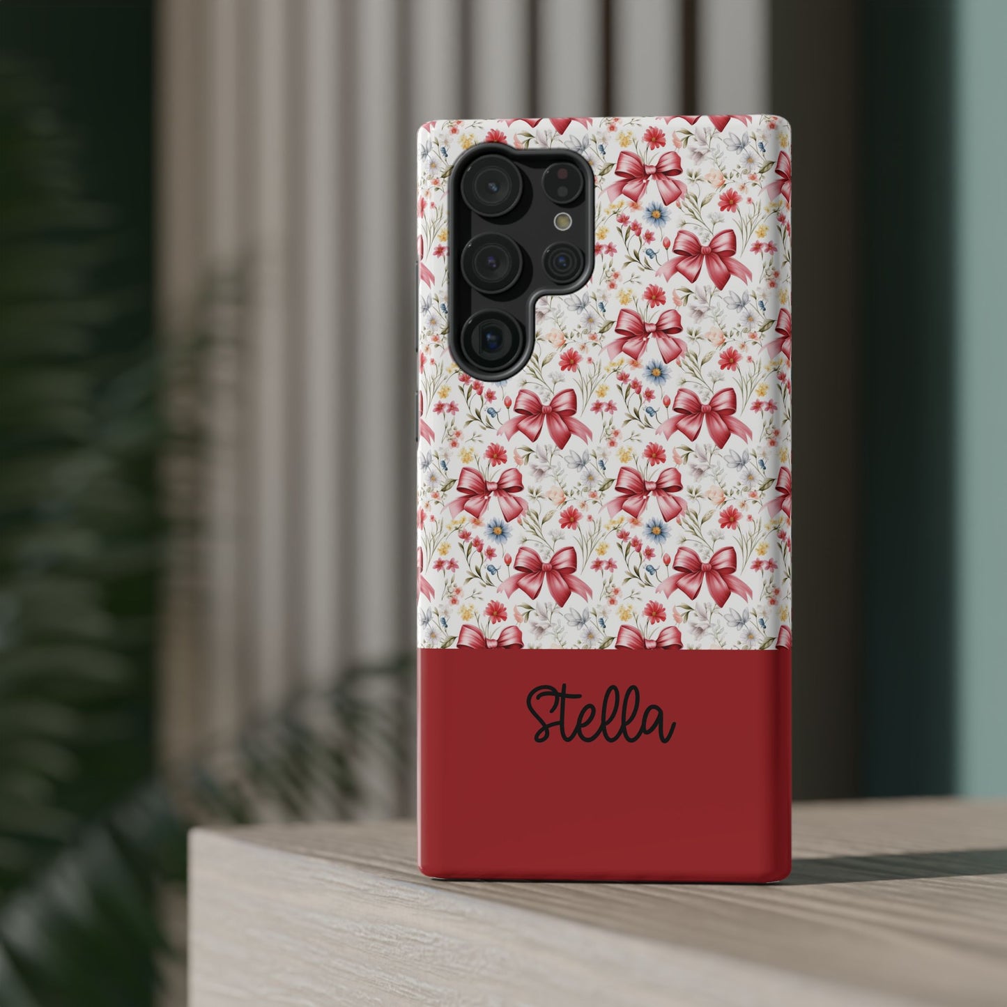 Personalized Rosette Coquette Floral Bow iPhone and Samsung Impact-Resistant Case — Custom Name Case