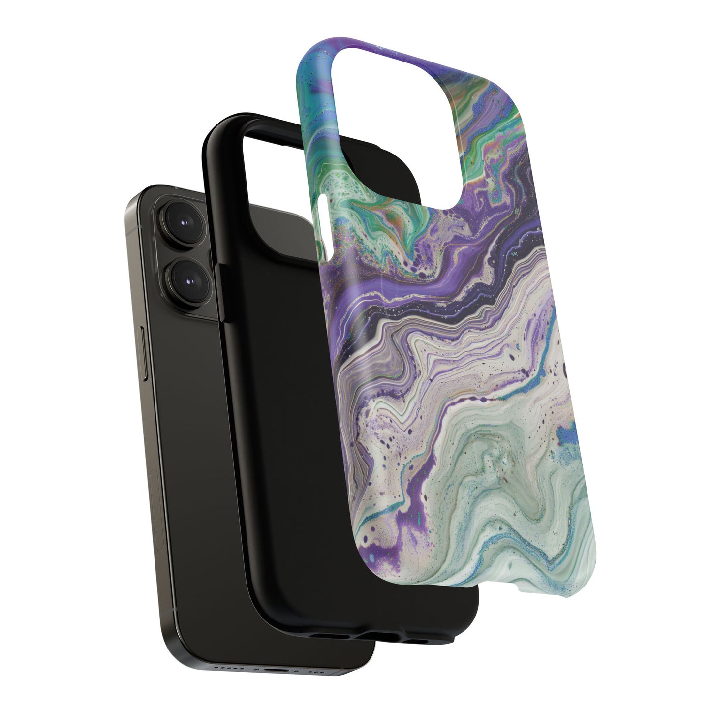 Stylish Purple Acrylic Tough Magnetic iPhone Cases, Unique Protective Cases for iPhone, Colorful Marble Design, Great Gift for iPhone Lovers