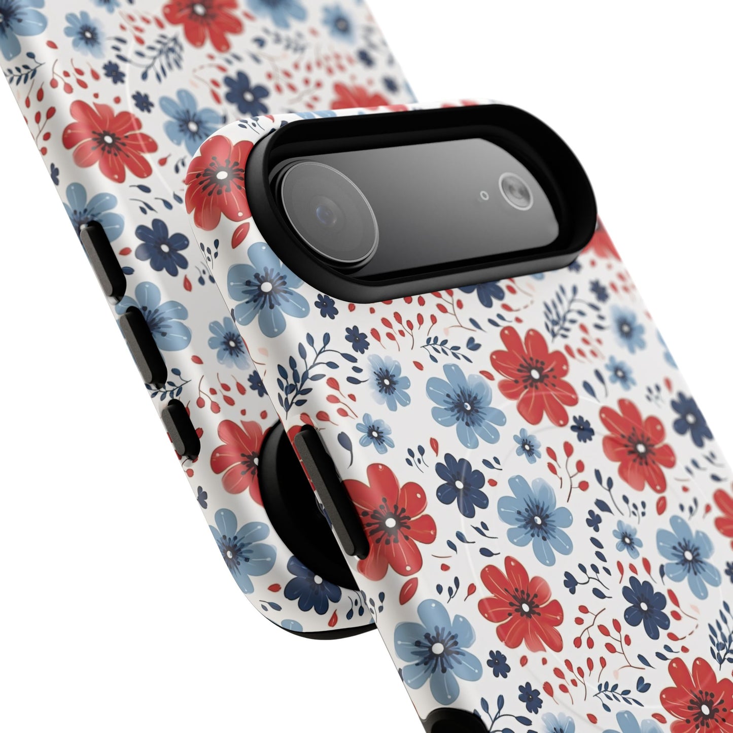 Patriotic Floral Dreams Tough Magnetic iPhone Cases, Durable, Stylish, Gift for Her, Protective Phone Cover, Spring Floral Design