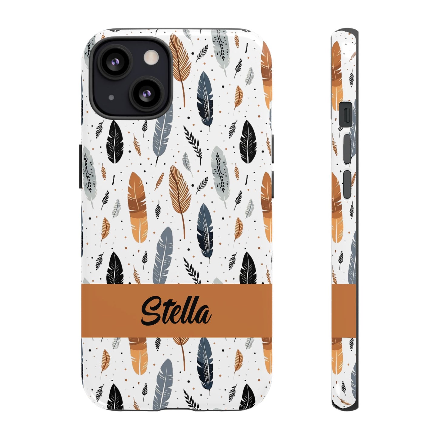 Personalized Whispering Feathers Samsung, Google Pixel and iPhone Case, Custom Name Case.