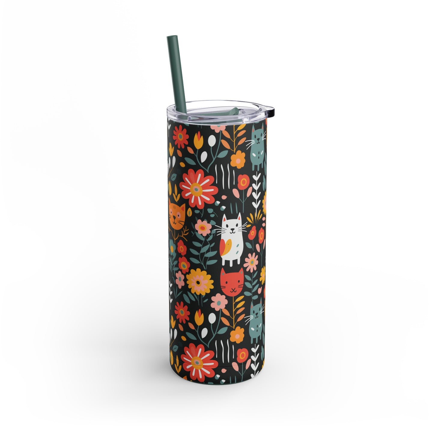 Whimsical Feline Garden Skinny Matte Tumbler, 20oz