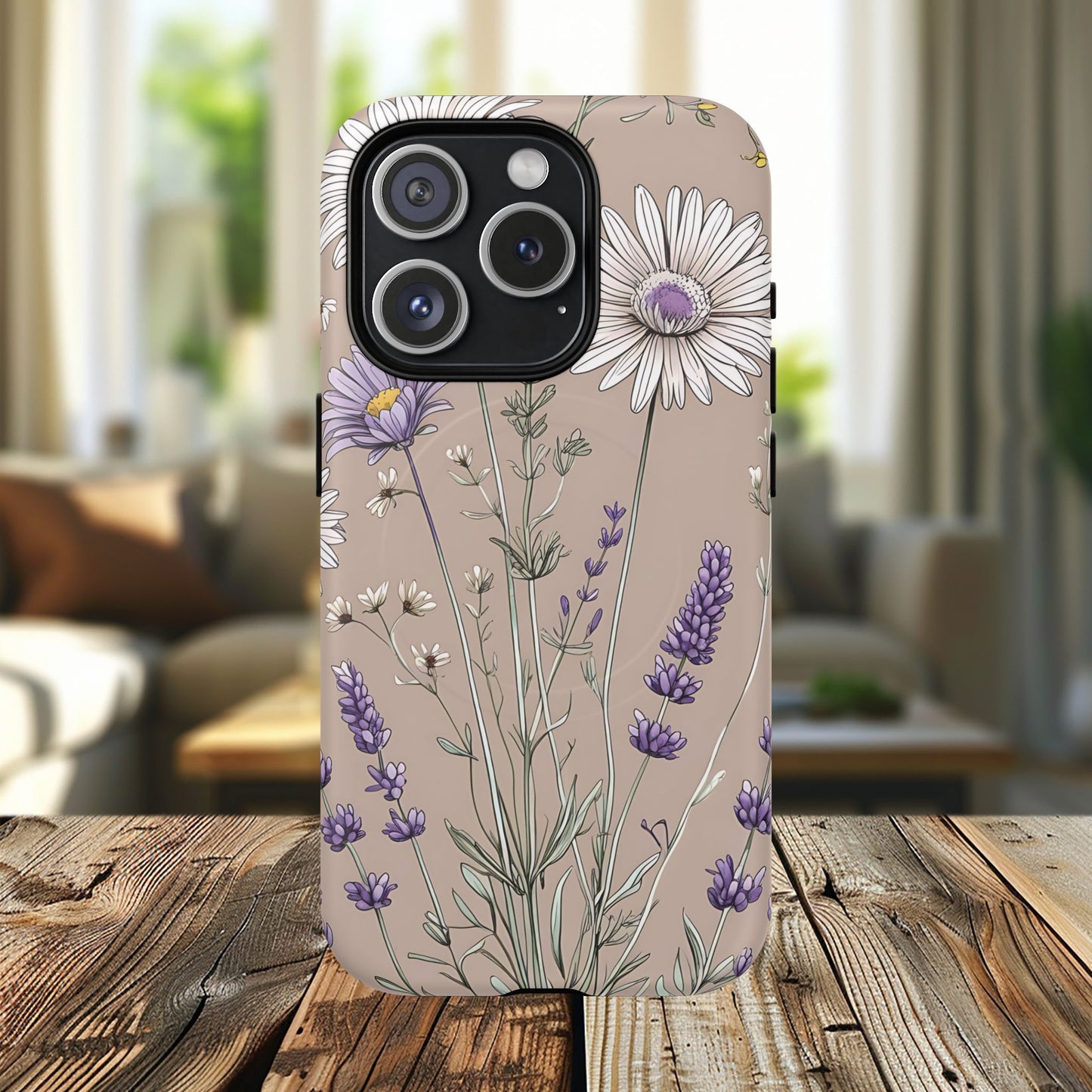Lavender Floral Tough Magnetic Phone Case | Durable Protective Cover, Flower Design, Gifts for Her, Phone Accessories, Nature Lover