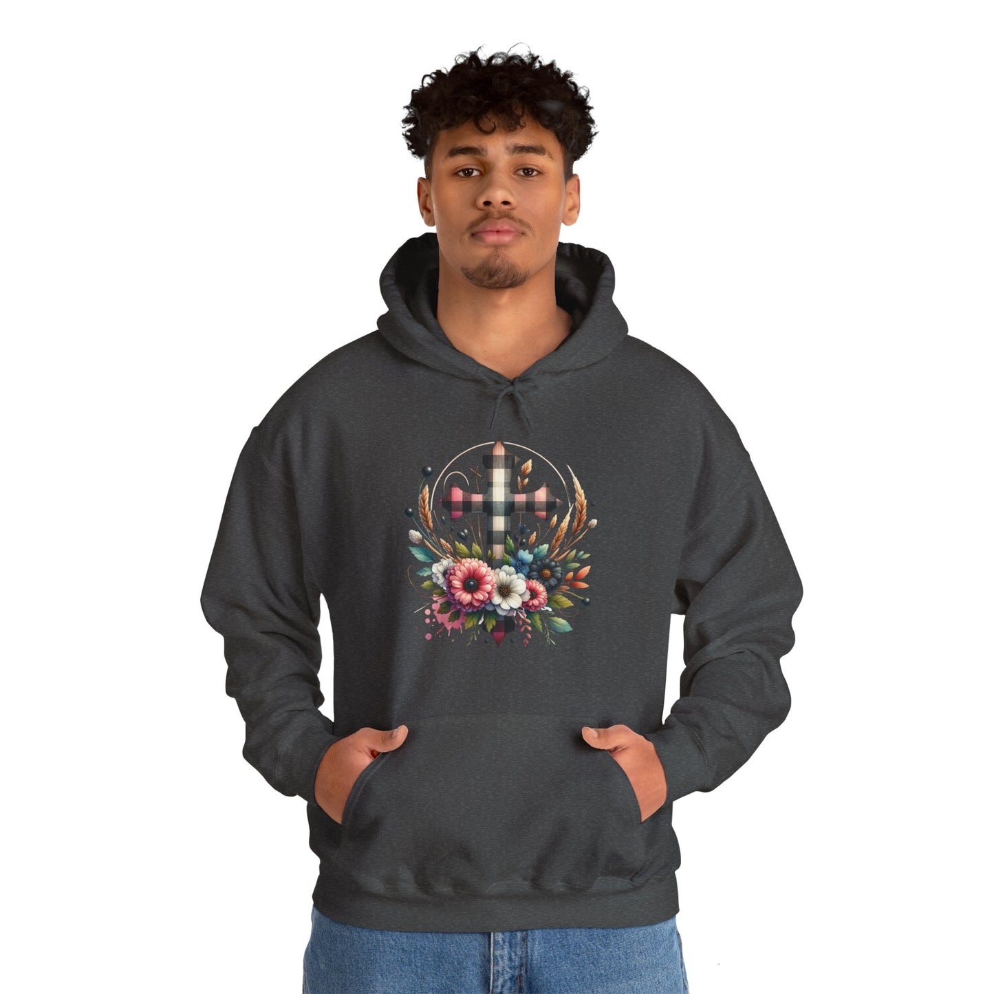 Faith and Floral Cross Unisex Gildan Hoodie Sweatshirt