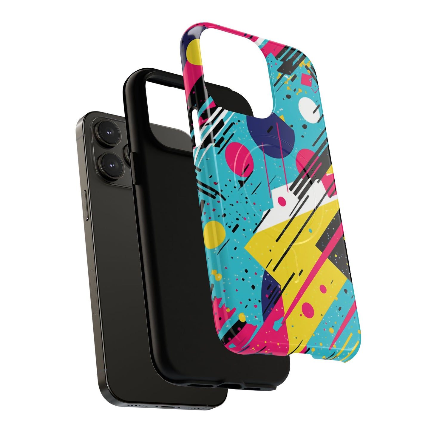 Retro Pop Vibes Magnetic iPhone Case with Abstract Design, Tough iPhone Cover, iPhone Accessory, Gift for Tech Lovers, Trendy iPhone Protector