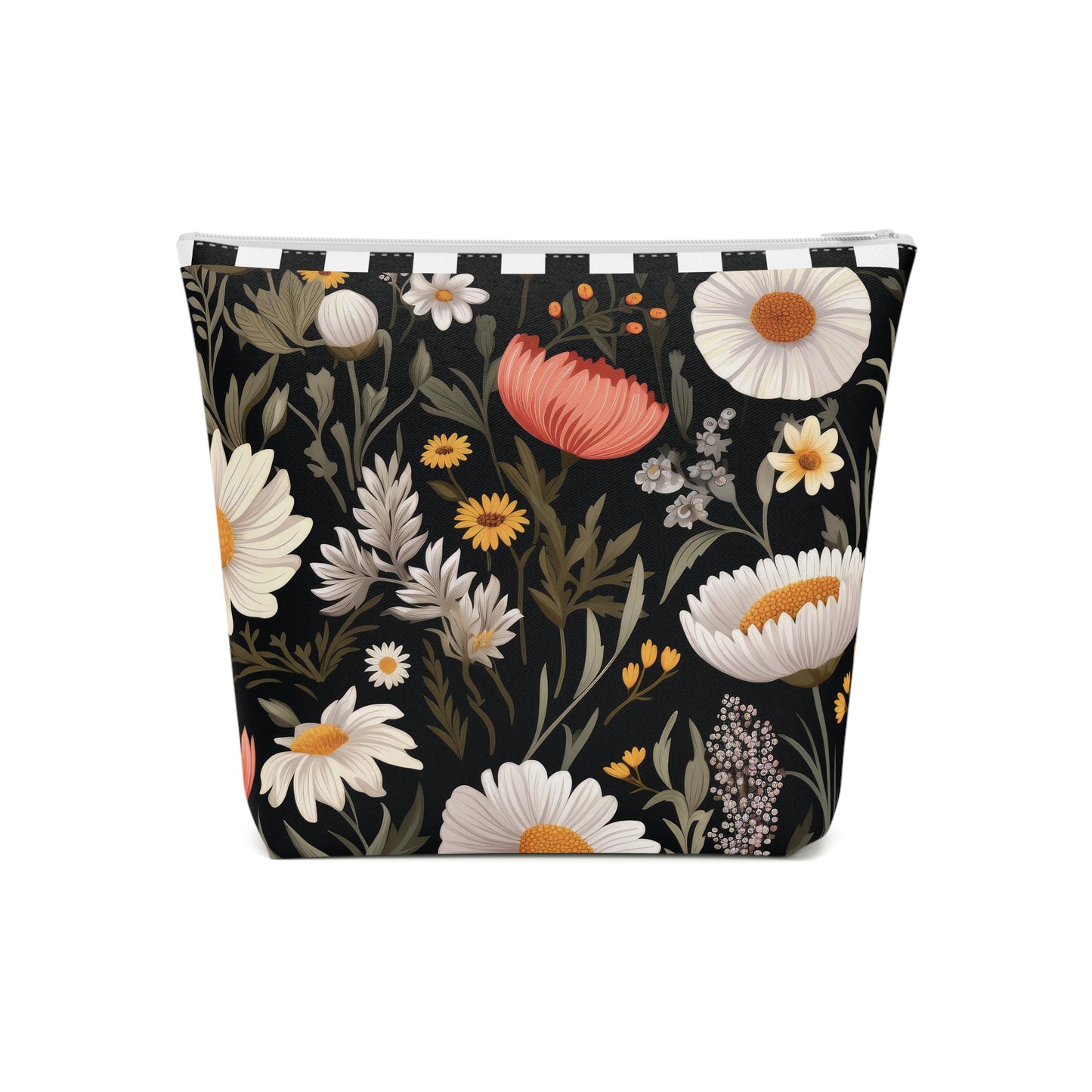 Blossom Elegance: Noir Garden Cotton Cosmetic Bag