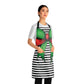 Striped Green Bow Grilling Apron with Tie Straps (AOP).