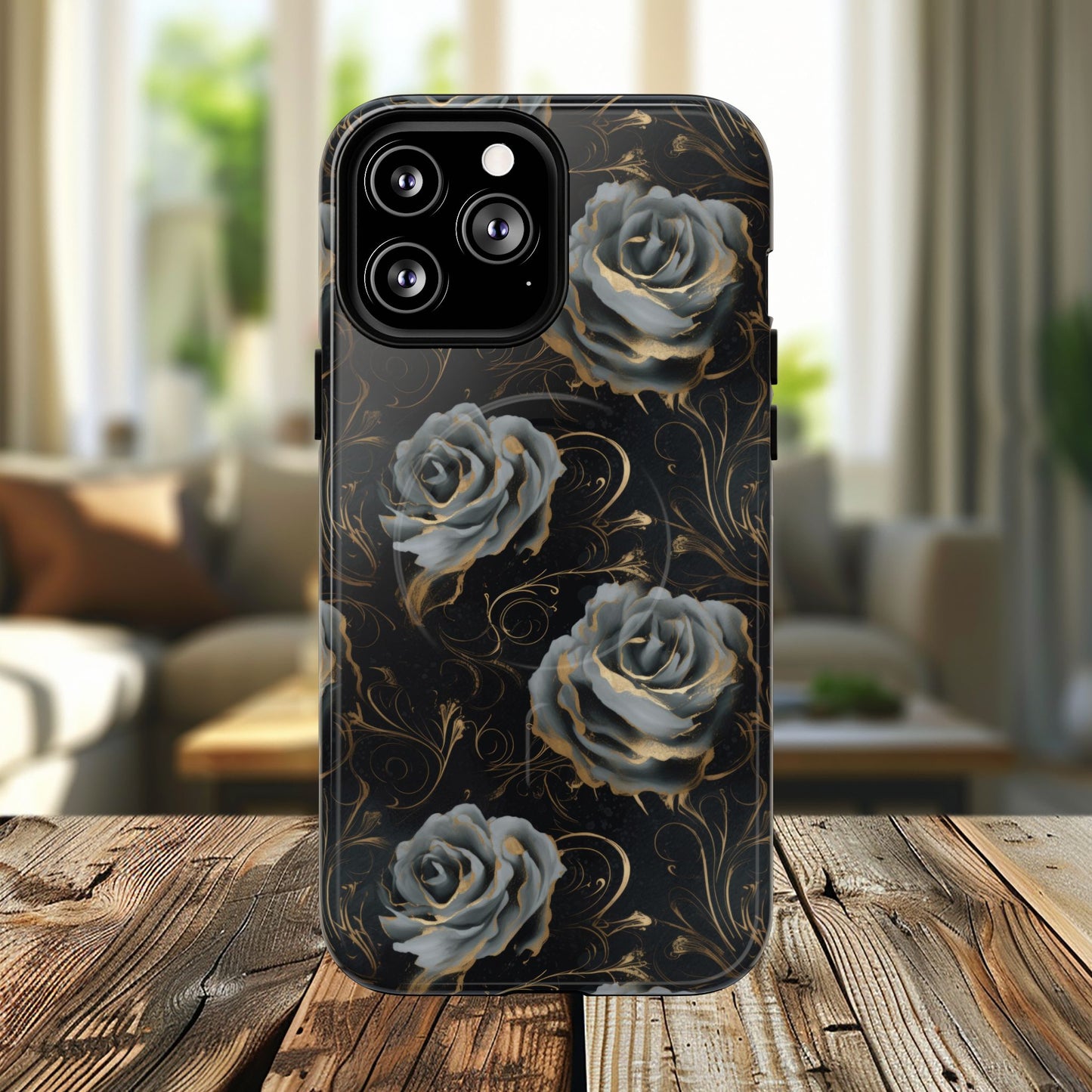 Midnight Bloom Tough iPhone Magnetic Cases,  iPhone 14, iPhone 15, iPhone 16, Pro, Pro Max, Plus MagSafe Case, Protective Tech Accessories, Gift for Her, Floral Design