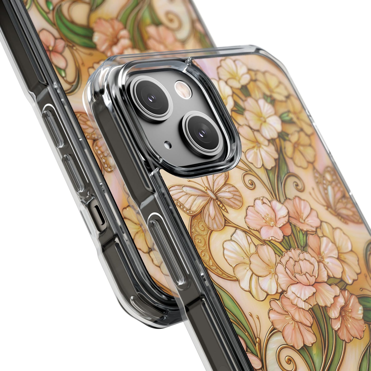 Floral Vintage Art Stained Glass Effect Nouveau Clear Magnetic Impact Case