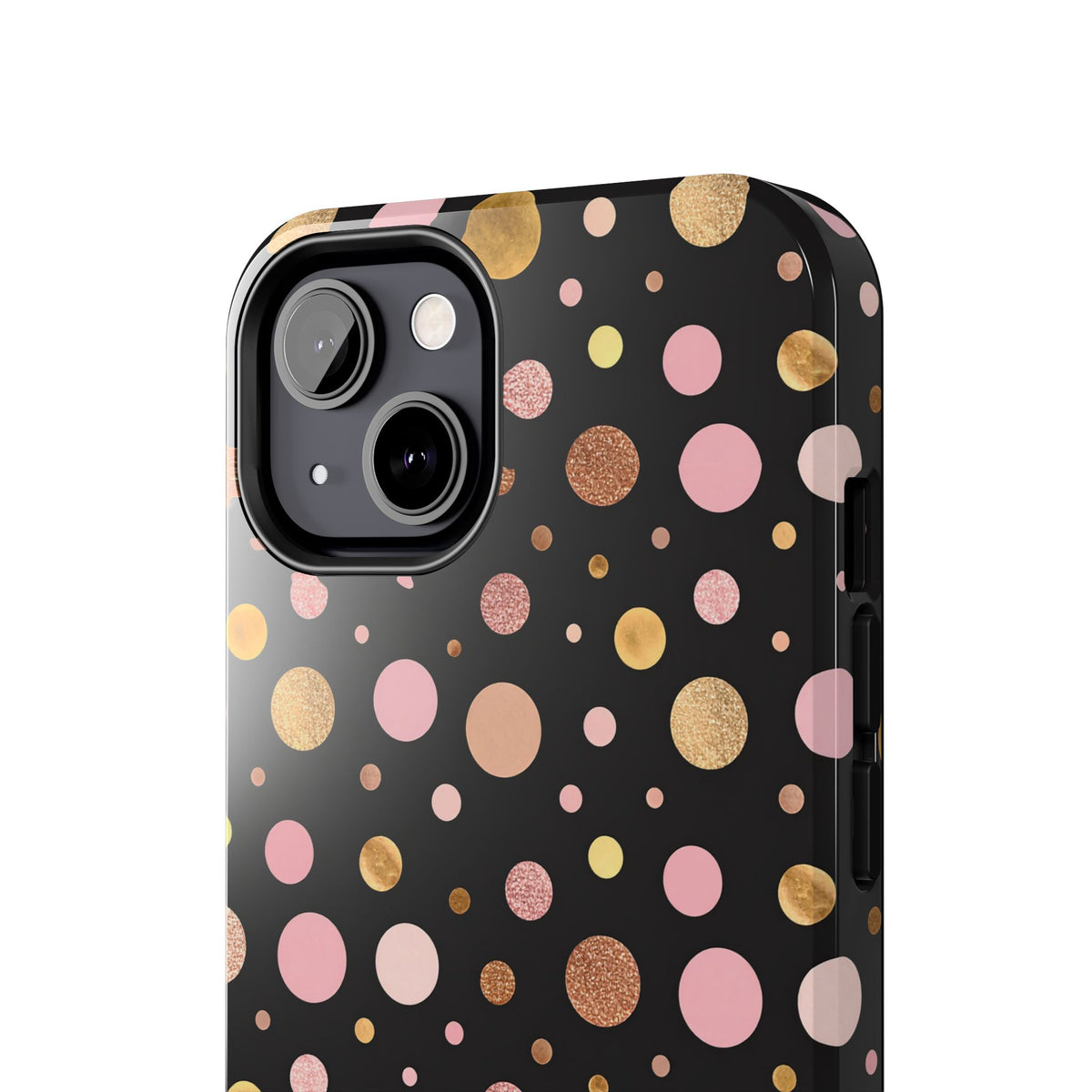 Personalized Gold & Pink Confetti Tough Phone Case — Glitter Dot Protective Phone Cover