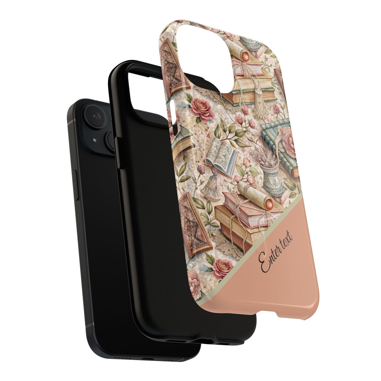 Persoonalized Vintage Book Lover's Tough Magnetic iPhone Case, Literary Gifts, Floral Design, Bookish Aesthetic, Unique Gift for Readers, Protective Case