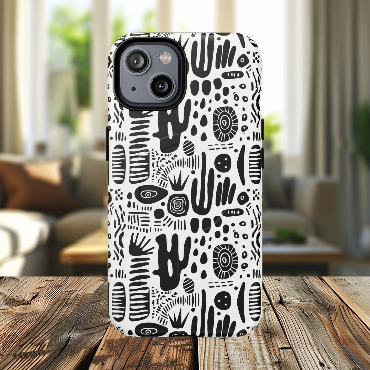 Abstract Monochrome Tough Magnetic iPhone Cases, Stylish Phone Cover, Durable Phone Protector, Modern Tech Accessories, Unique Gift Ideas