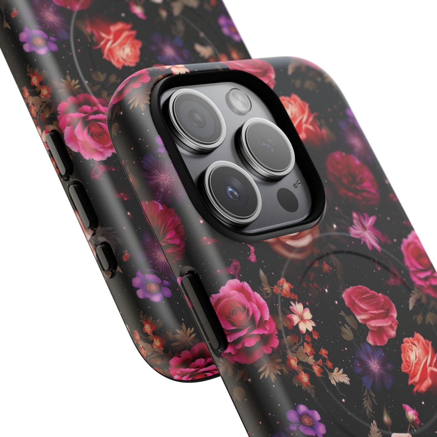 Starry Rose Garden Tough Magnetic Phone Case, Stylish Phone Cover, Gift for Her, Elegant Floral Design, Durable Phone Accessories
