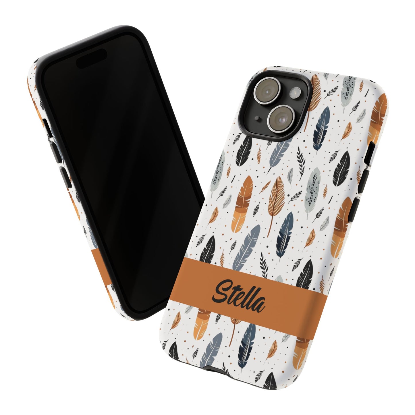 Personalized Whispering Feathers Samsung, Google Pixel and iPhone Case, Custom Name Case.