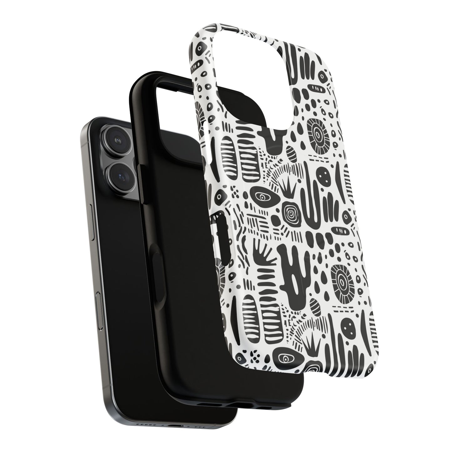 Abstract Monochrome Tough Magnetic iPhone Cases, Stylish Phone Cover, Durable Phone Protector, Modern Tech Accessories, Unique Gift Ideas