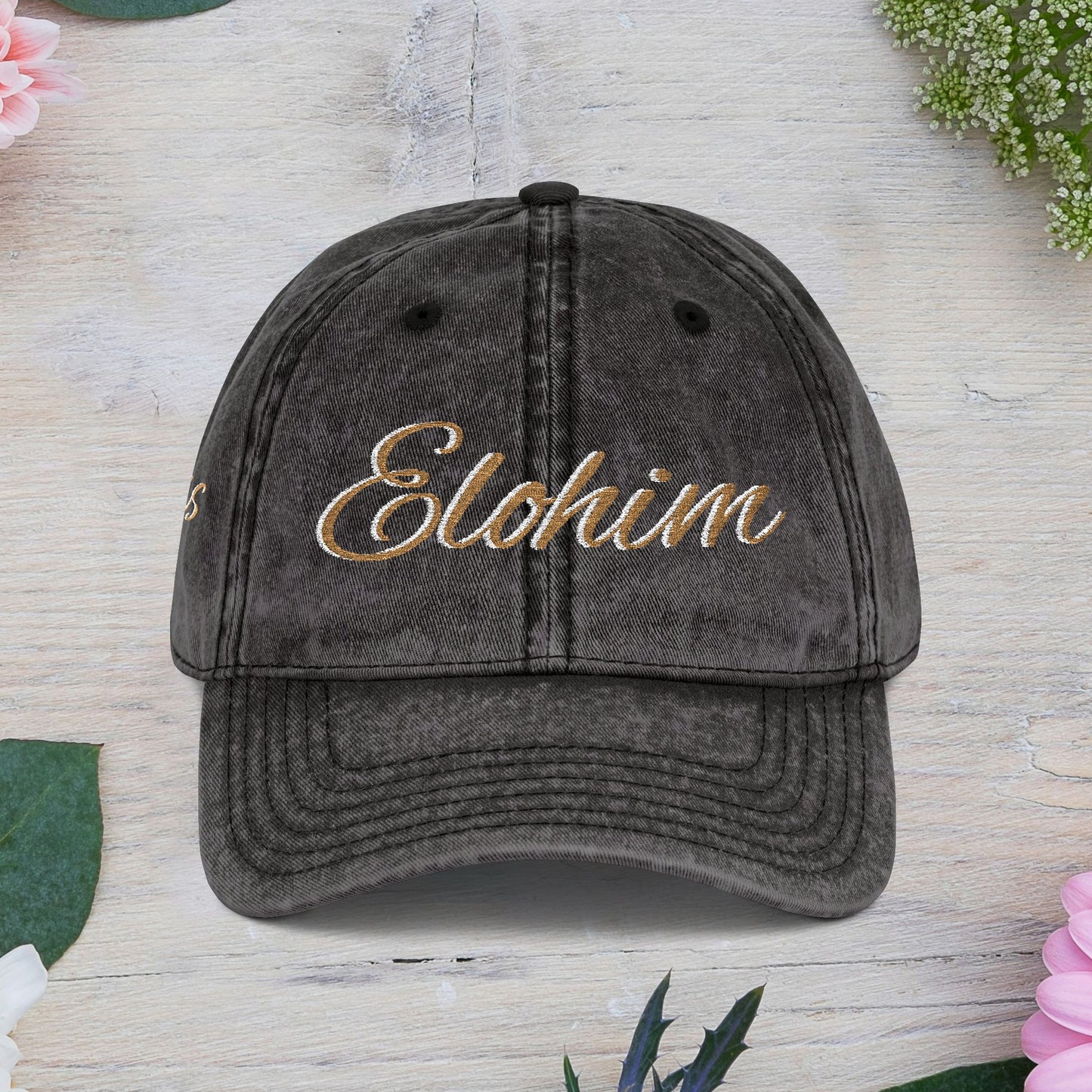 Vintage Embroidered Dad Cap with 'ELOHIM GENESIS 1:1' - Stylish Casual Hat, Gift for Him/Her, Summer Accessory, Trendy Streetwear, Spiritual Fashion