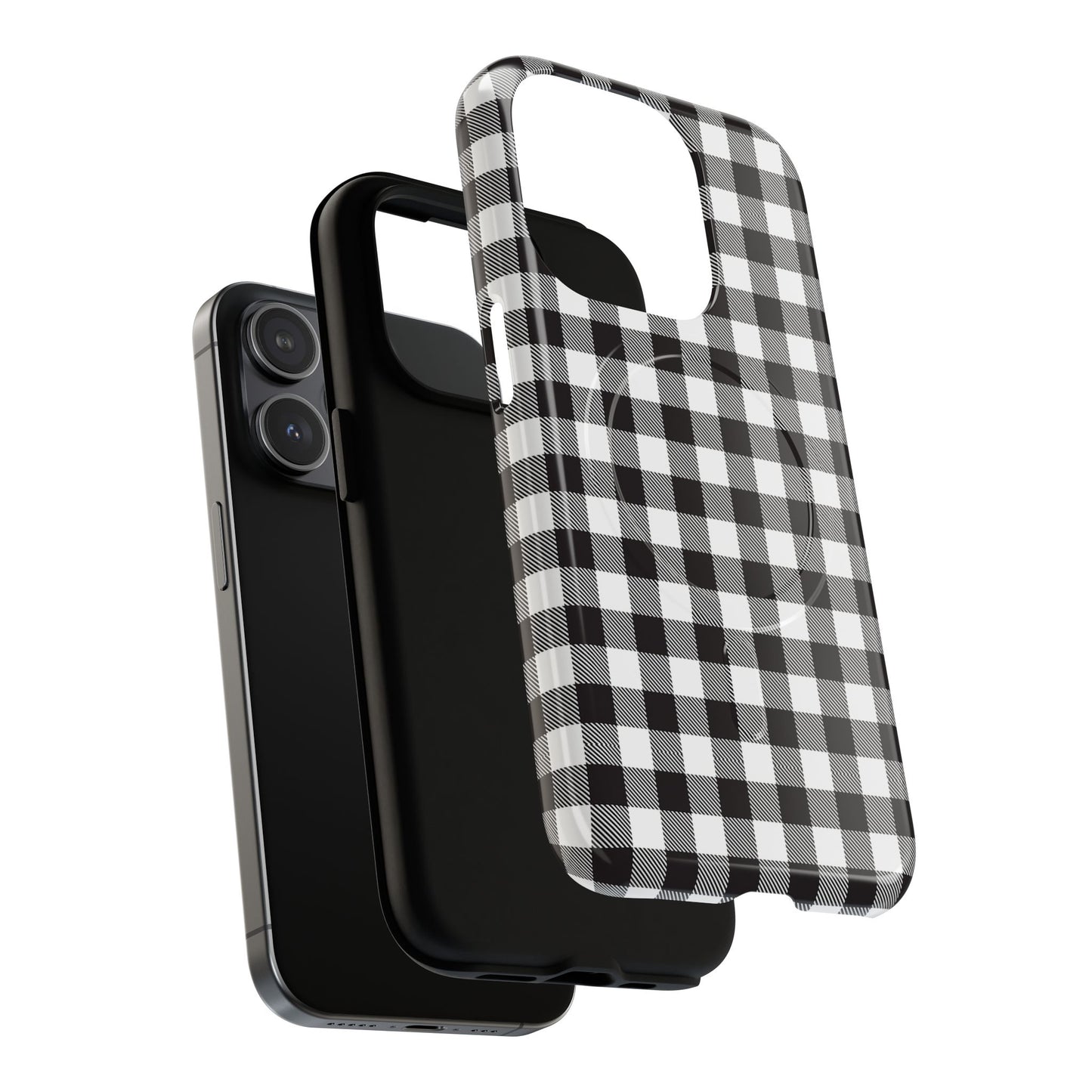 Black and White Gingham Phone Case, Tough Magnetic Cases, Stylish Phone Cover, Gift for Her, Trendy Phone Accessory, Checkered Print