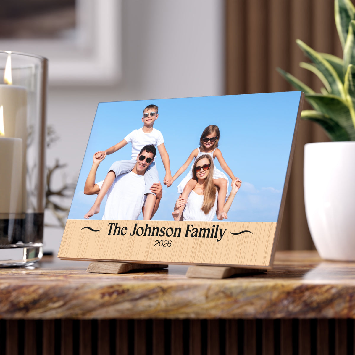 Ceramic Photo Tile — Personalized Family Name & Year Keepsake