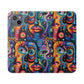 Psychedelic Visions Vibrant Art Flip iPhone and Samsung Phone Case - Colorful Faces Design for Phone Protection