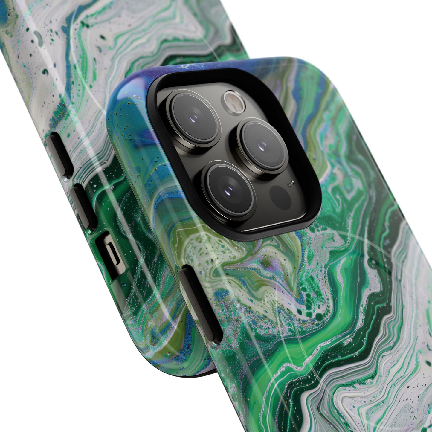 Marbled Tough iPhone Case, Magnetic Protector, Stylish Tech Accessory, Durable iPhone Cover, Unique Gift Idea