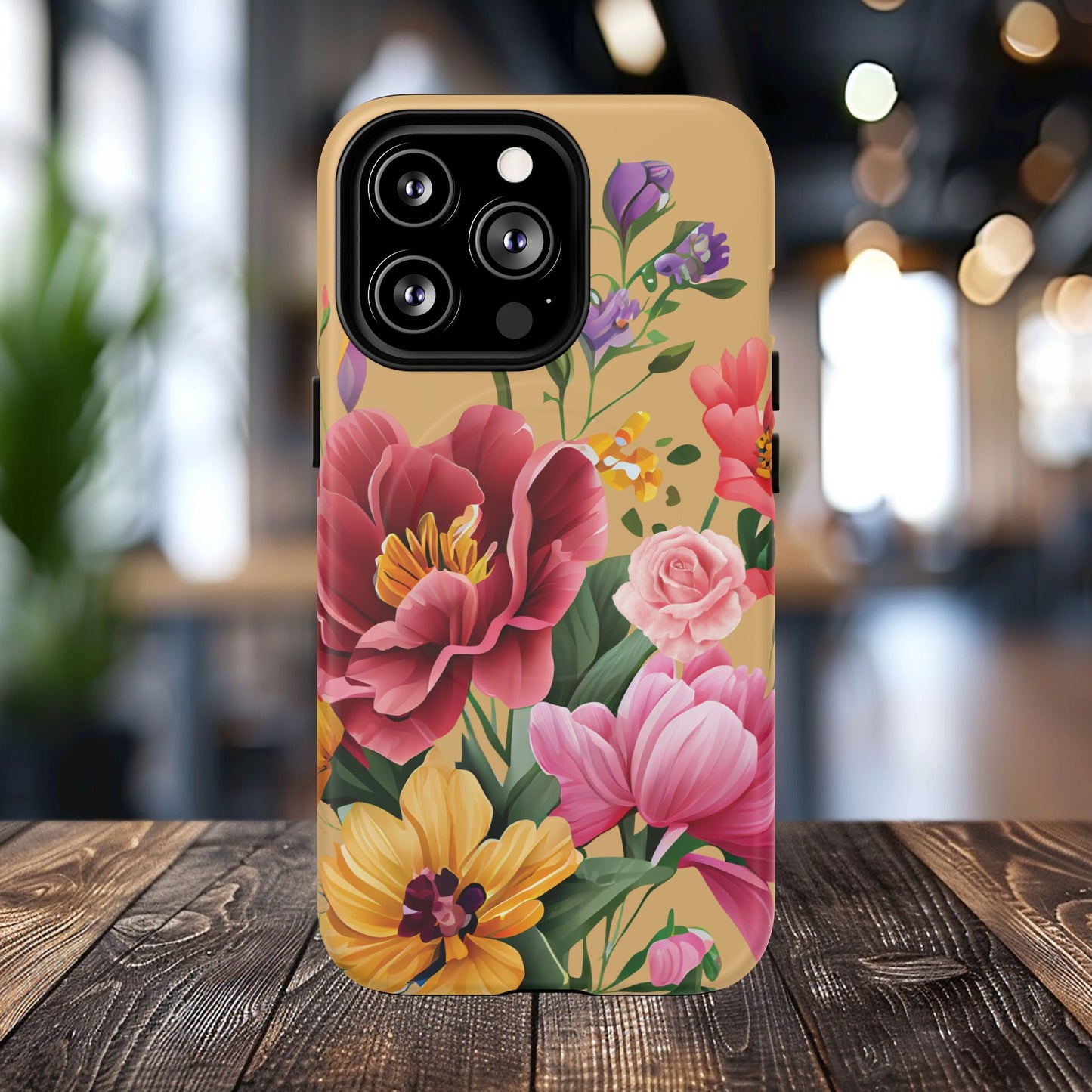 Sunset Botanica Tough iPhone Magnetic Case, Gifts for Her, MagSafe® iPhone® Tough Case, iPhone 13, 14, iPhone 15, iPhone 16, 17, Pro, Pro Max, Plus.