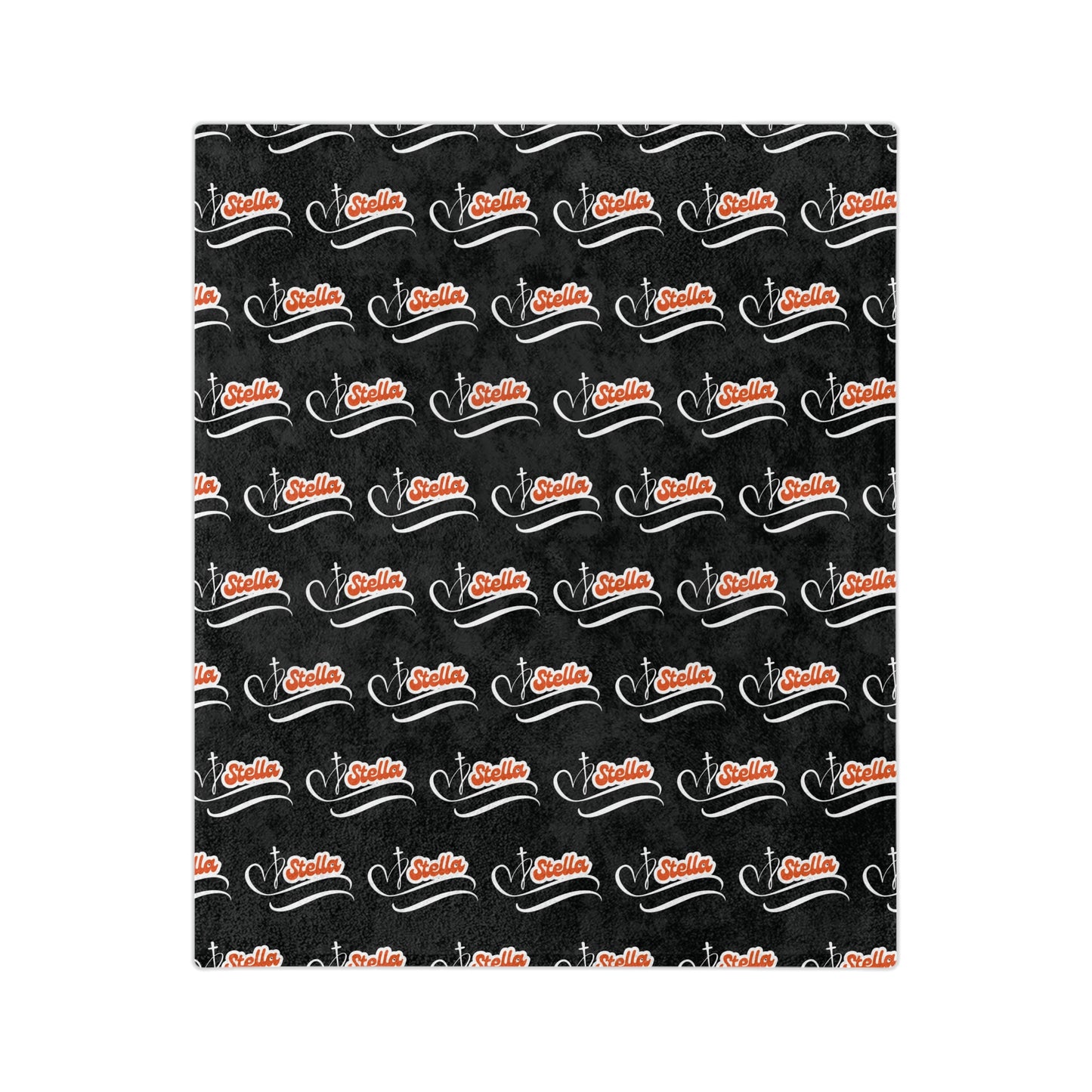 Personalized Name Velveteen Microfiber Blanket — Black Patterned ‘Smile’ Script Cozy Throw