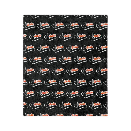 Personalized Name Velveteen Microfiber Blanket — Black Patterned ‘Smile’ Script Cozy Throw