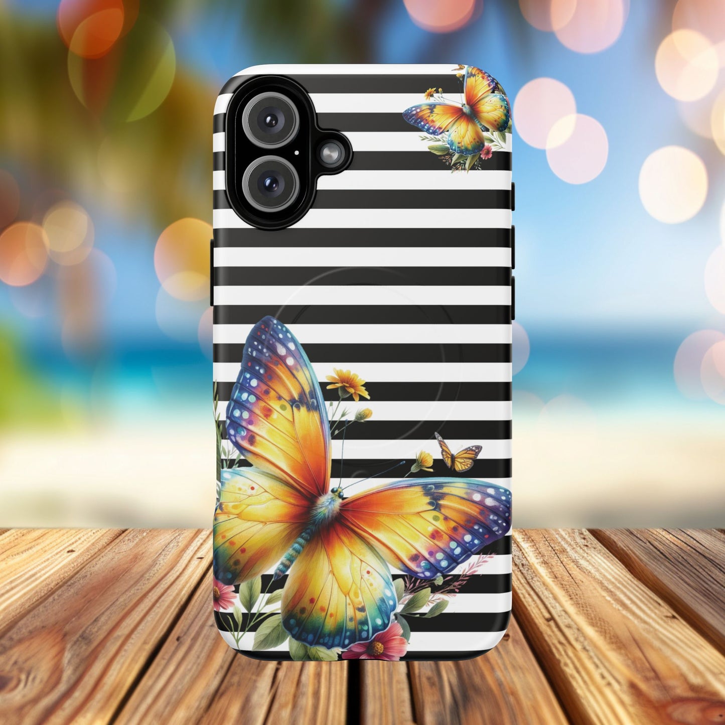 Botanic Flight Tough iPhone Magnetic Cases, Floral iPhone Cover, Stylish Tech Accessory, Gift for Nature Lovers, Butterfly Design, Unique Phone Protector