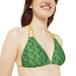 Green Tropical Bliss Strappy Triangle Bikini Top (AOP)- (PY)