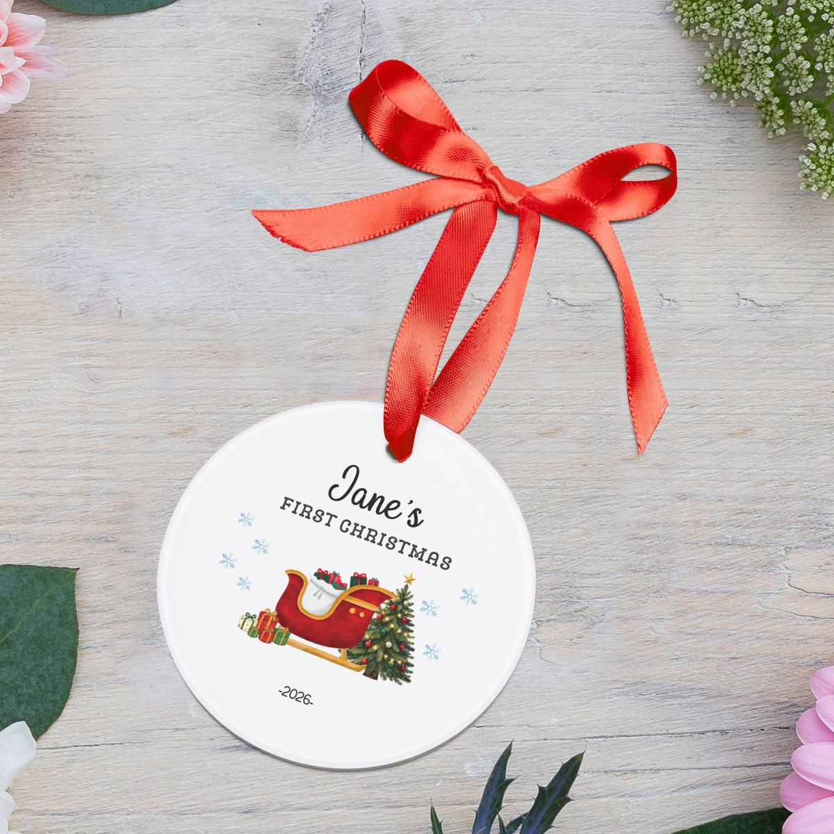 Personalized Name First Christmas' Acrylic Ornament — Baby's First Christmas Keepsake