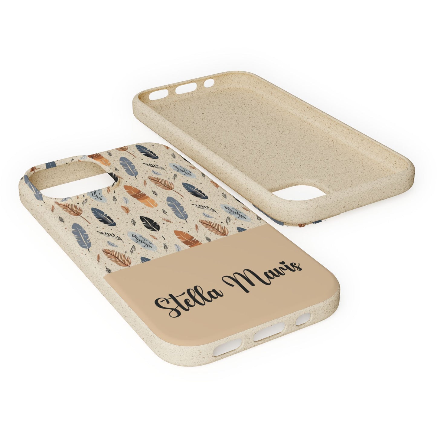 Personalized Whispering Feathers Samsung Biodegradable Case, Custom Name Case.