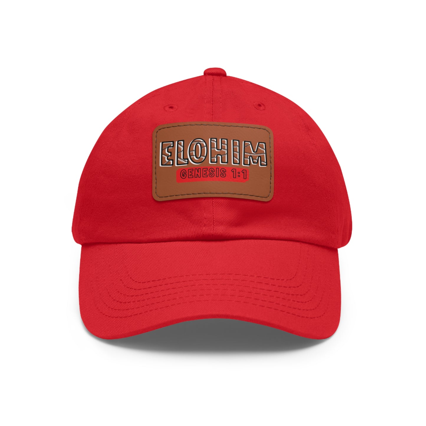 'ELOHIM, GENESIS 1:1- Stylish Dad Hat with Leather Patch | Great for Gifts for All, Casual Wear, Outdoor Activities, and Religious Events