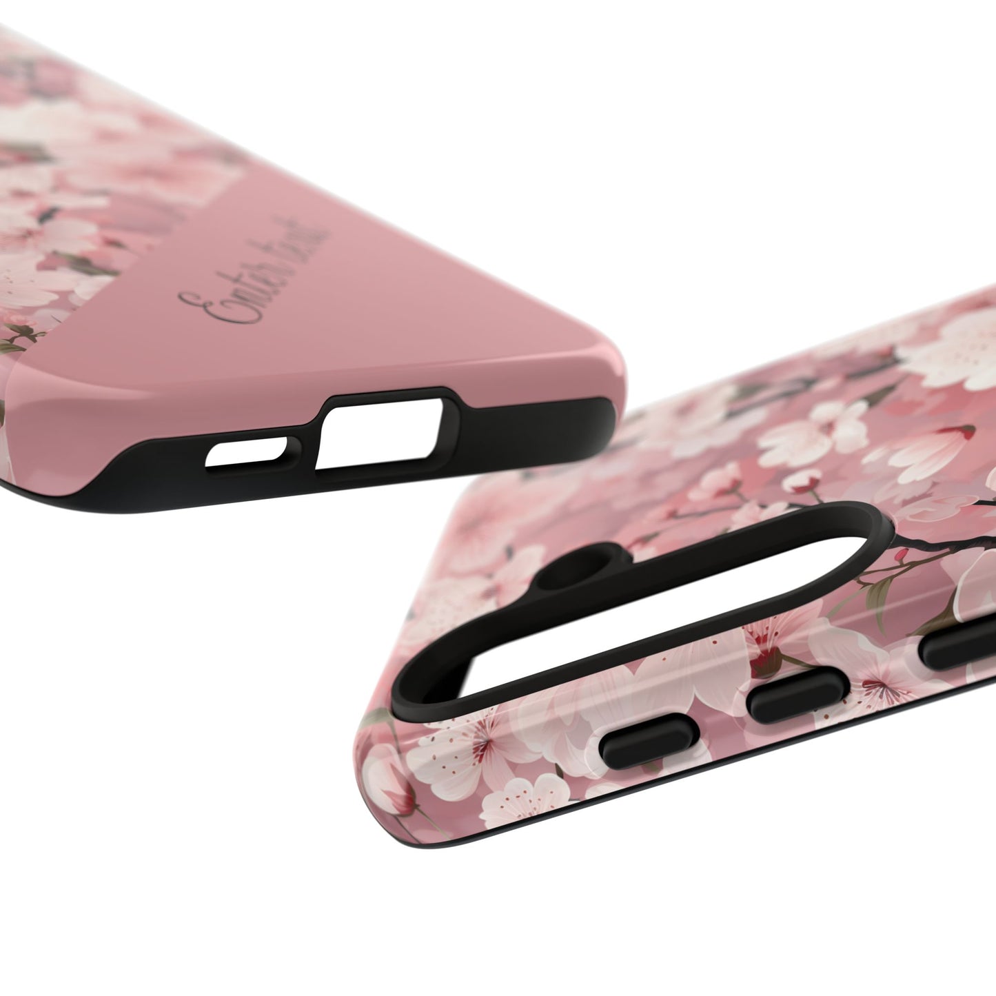 Personalized Cherry Blossom Tough Phone Case — Pink Floral Protective Case for Samsung & Google