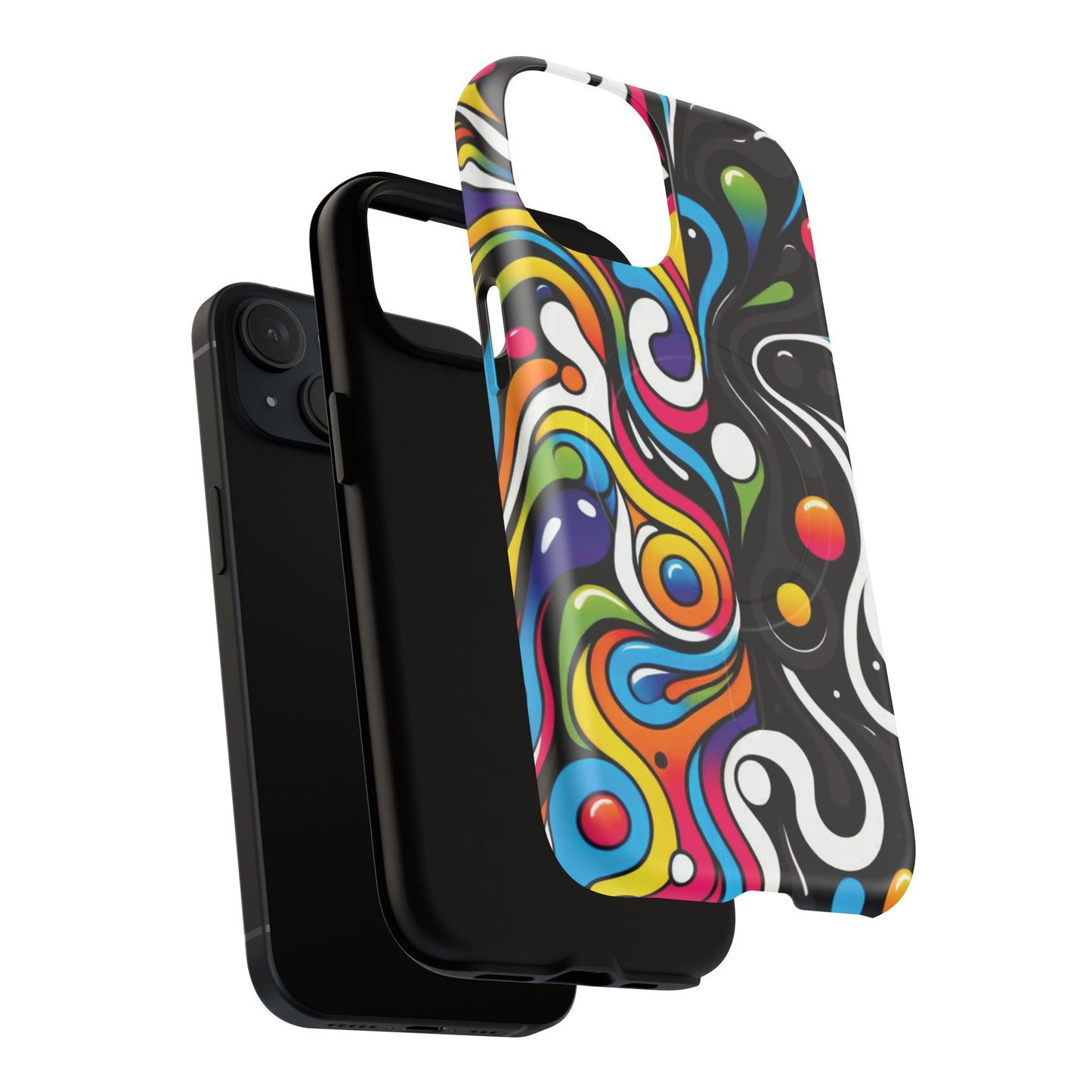 Vibrant Yin Yang Pop Splash Tough Magnetic iPhone Cases, Bold Artwork, Customizable Protection, Gift for Tech Lovers, Colorful iPhone Accessories