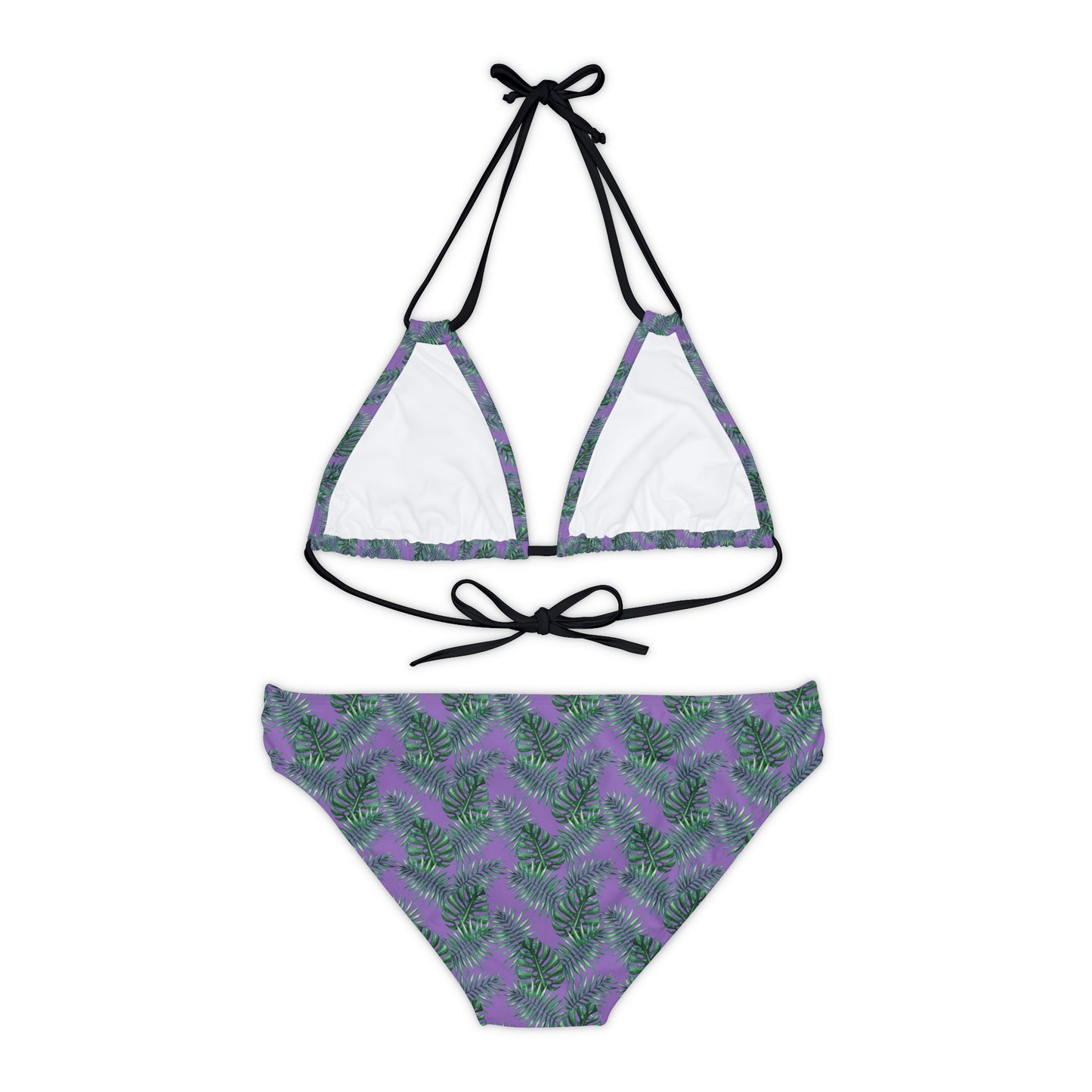 Purple Tropical Bliss Strappy Bikini Set (AOP)- (PY)