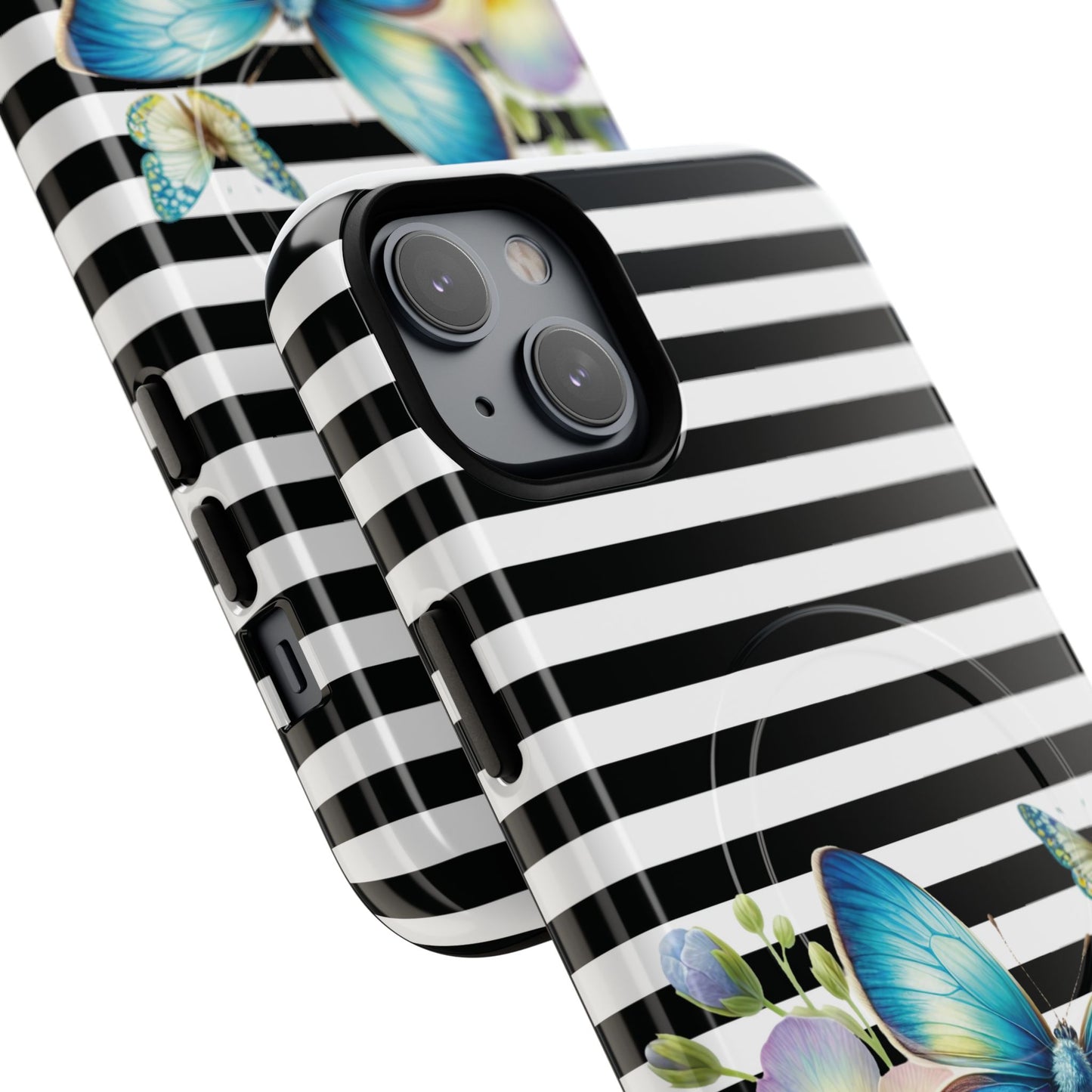 Pansy Parade Tough iPhone Magnetic Cases, Floral Tough Case, Striped iPhone Magnetic Cover, Phone Accessory, Gift for Nature Lovers