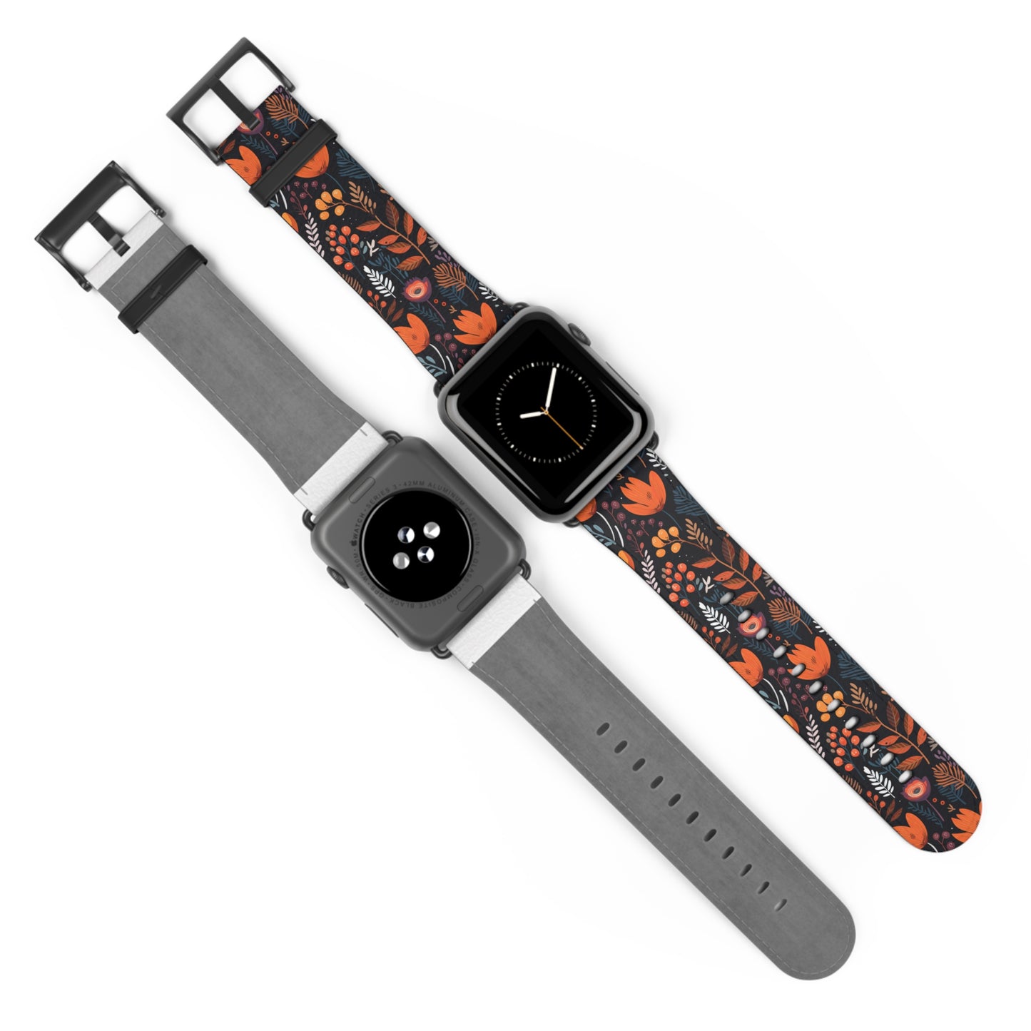 Autumn Bloom Floral Patterned Watch Band - Boho Chic Accessory, Gift for Her, Adjustable Strap for Smartwatch, Trendy Wristband, Floral Design.