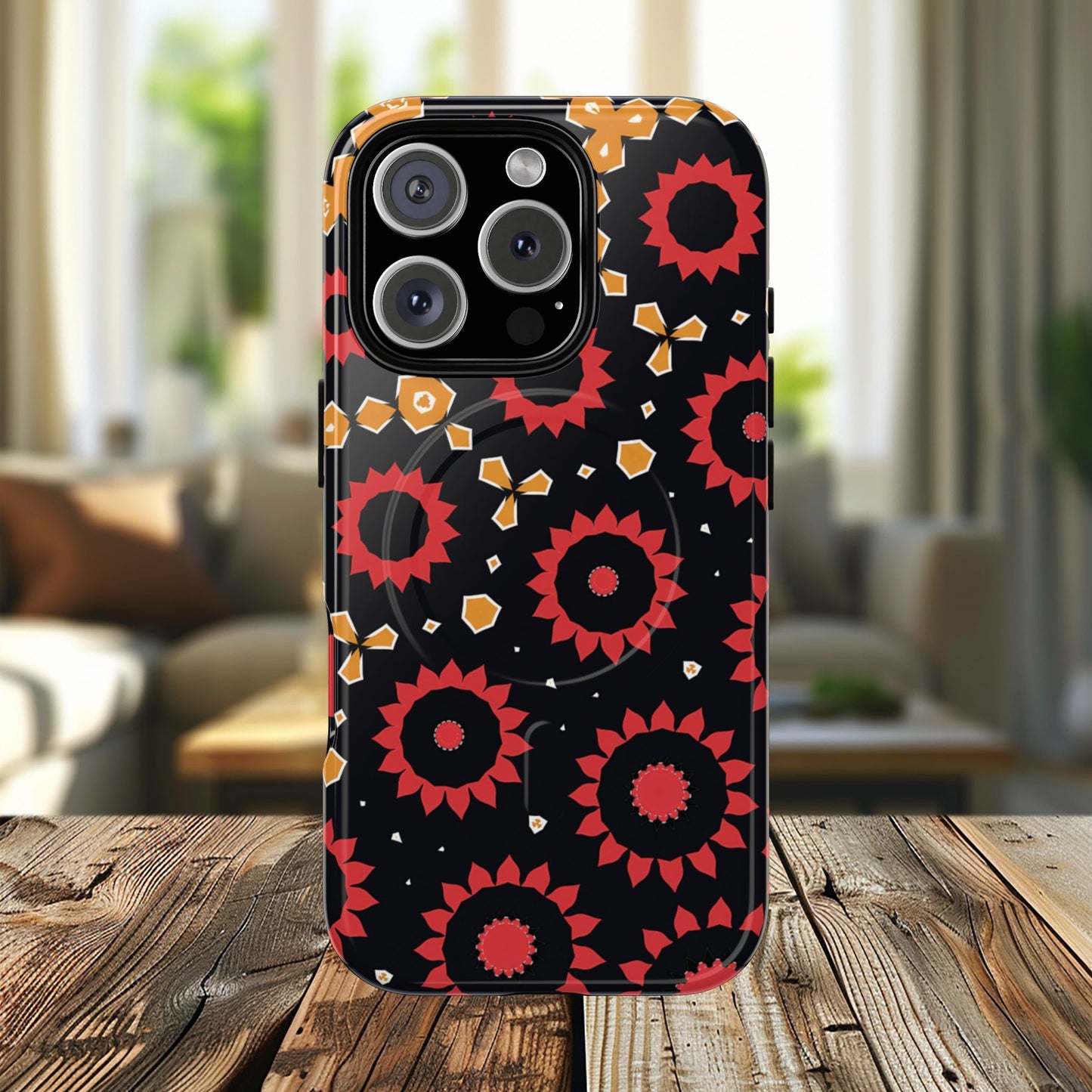Midnight Ember Bloom Tough Magnetic iPhone Case, Bohemian Floral Design, Stylish iPhone Protection, Gift for Her, Trendy iPhone Accessories
