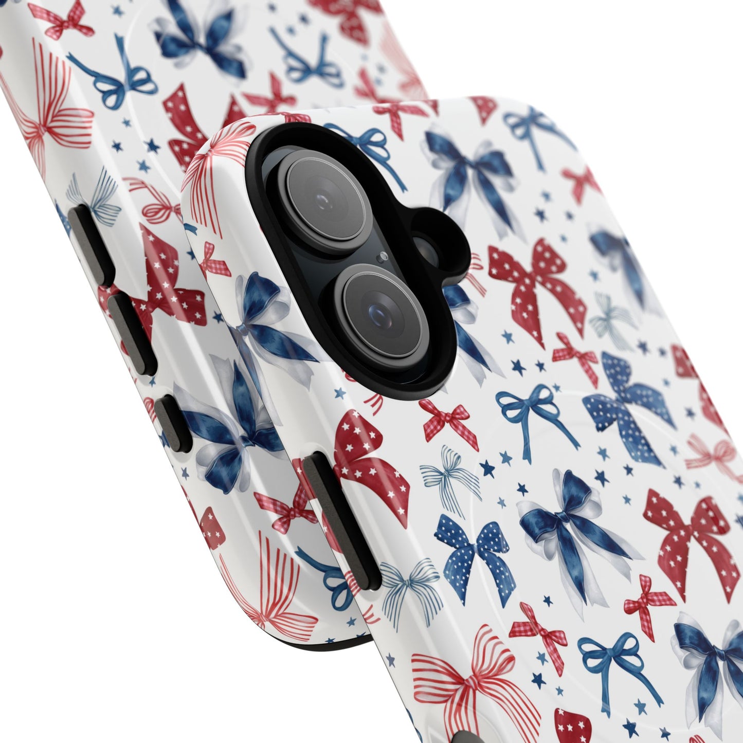 Patriotic Coquette Tough iPhone Magnetic Case, Stylish Gift for Her, Summer Celebrations, Cute Bow Design