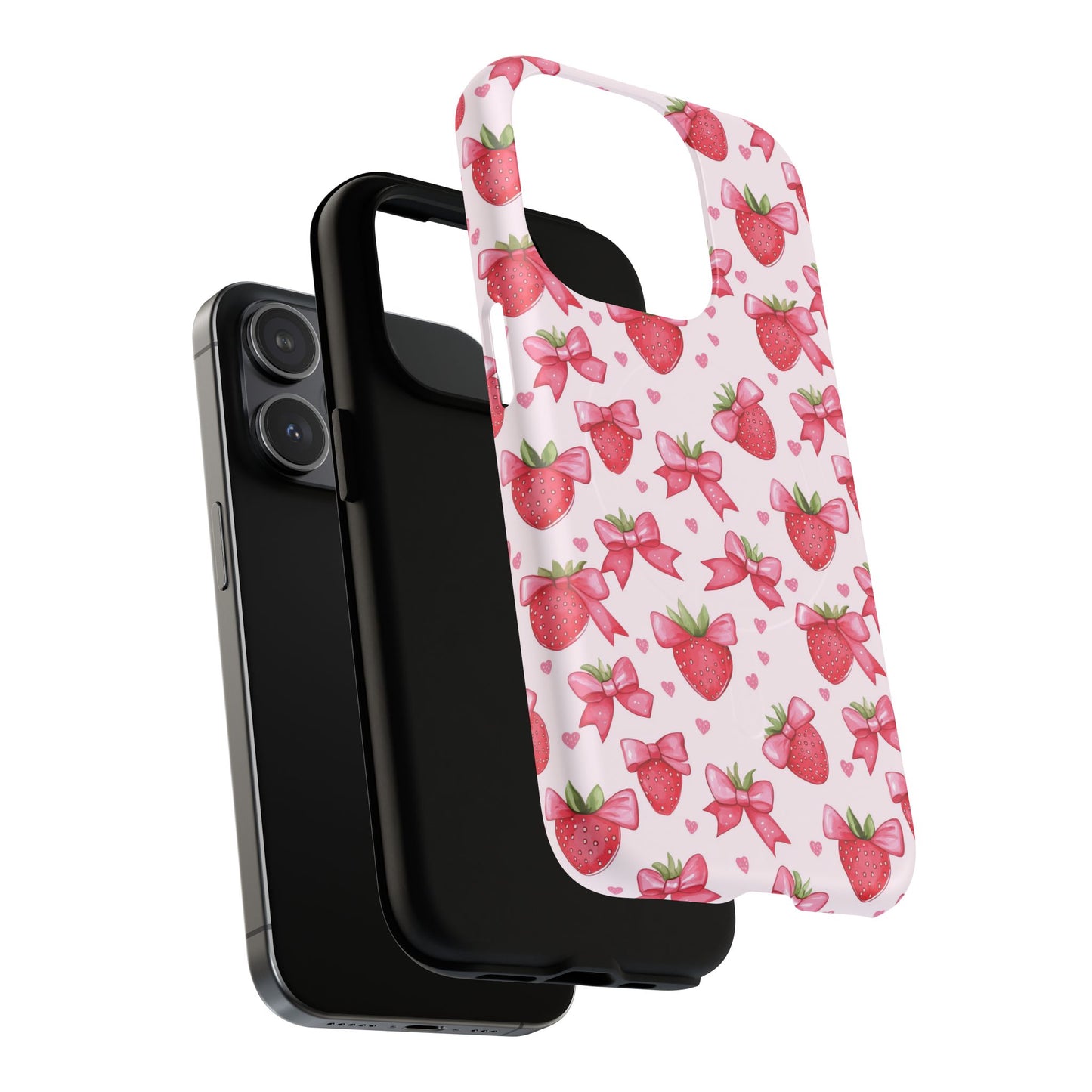 Strawberry Coquette Sweetheart Magnetic iPhone Case, Cute iPhone Cover, Gift for Her, Floral Tech Accessory, Stylish Protection, Mother's Day Gift