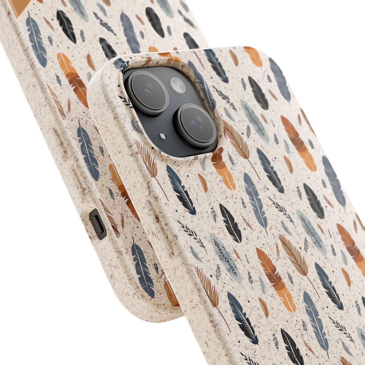Personalized Whispering Feathers Samsung and iPhone Biodegradable Case, Custom Name Case.