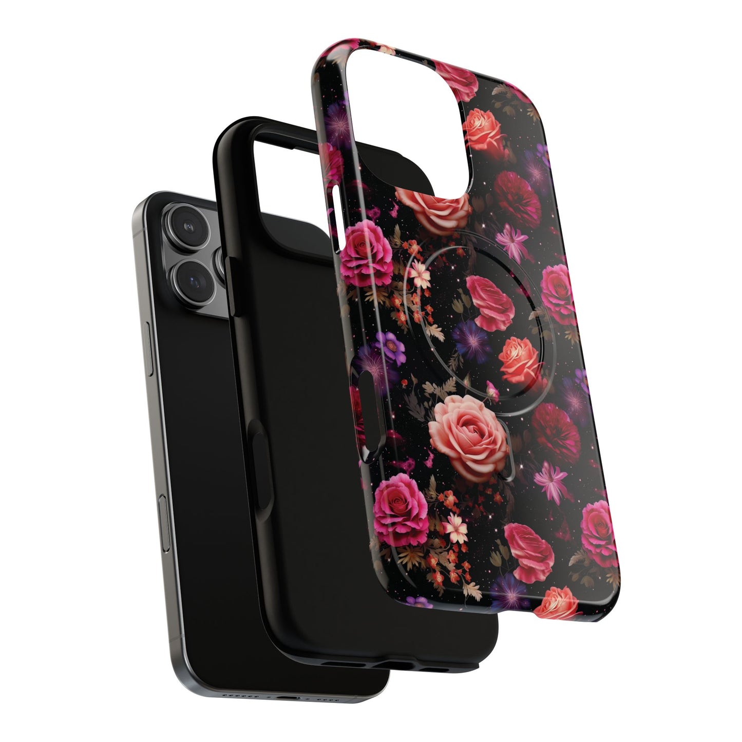 Starry Rose Garden Tough Magnetic Phone Case, Stylish Phone Cover, Gift for Her, Elegant Floral Design, Durable Phone Accessories