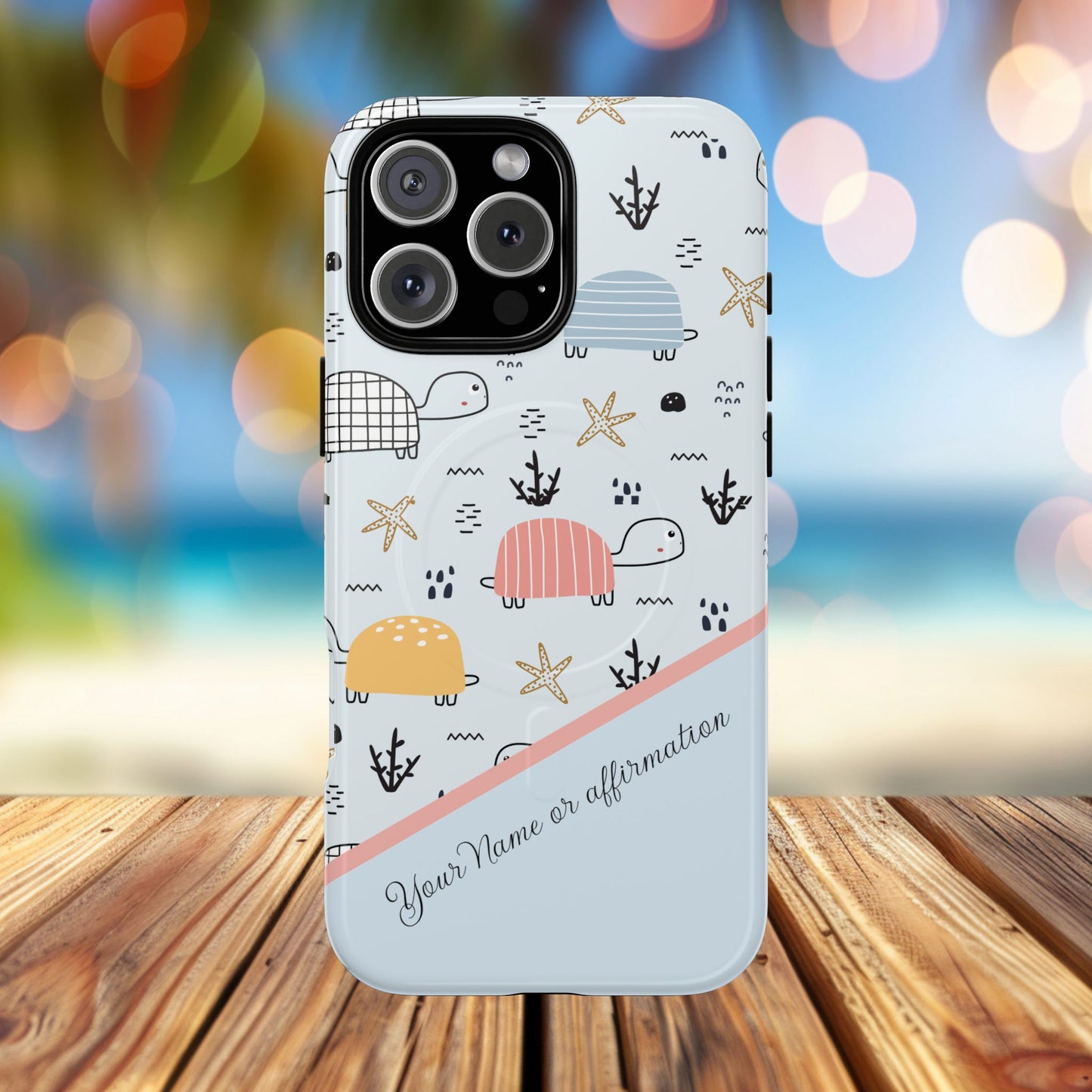 Personalized Cute Turtle Tough Magnetic MagSafe® Cell Cover, Ocean Theme Case, Sea Life Gift for Beach Lovers, iPhone® 13, 14, iPhone 15, iPhone 16, iPhone 17, Pro, Pro Max, Plus Cases.