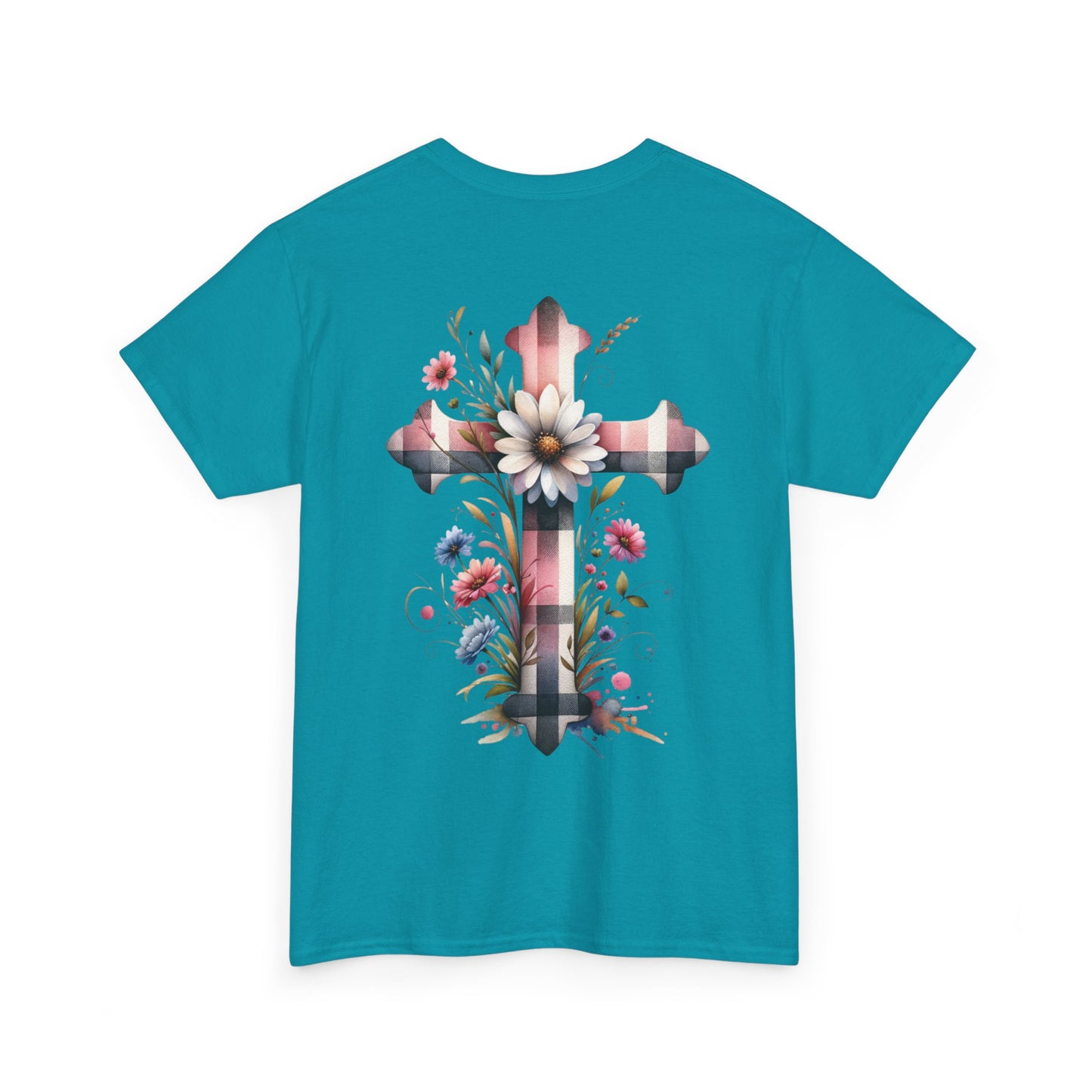 Faith and Floral Cross Unisex Heavy Cotton Tee