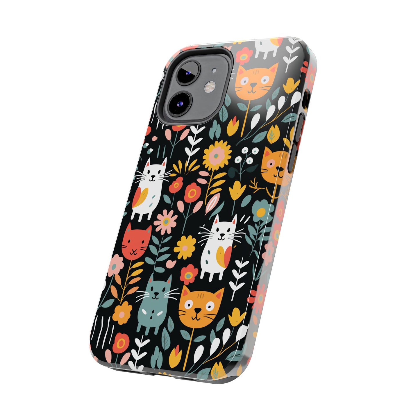 Whimsical Feline Garden iPhone and Samsung Tough Phone Cases