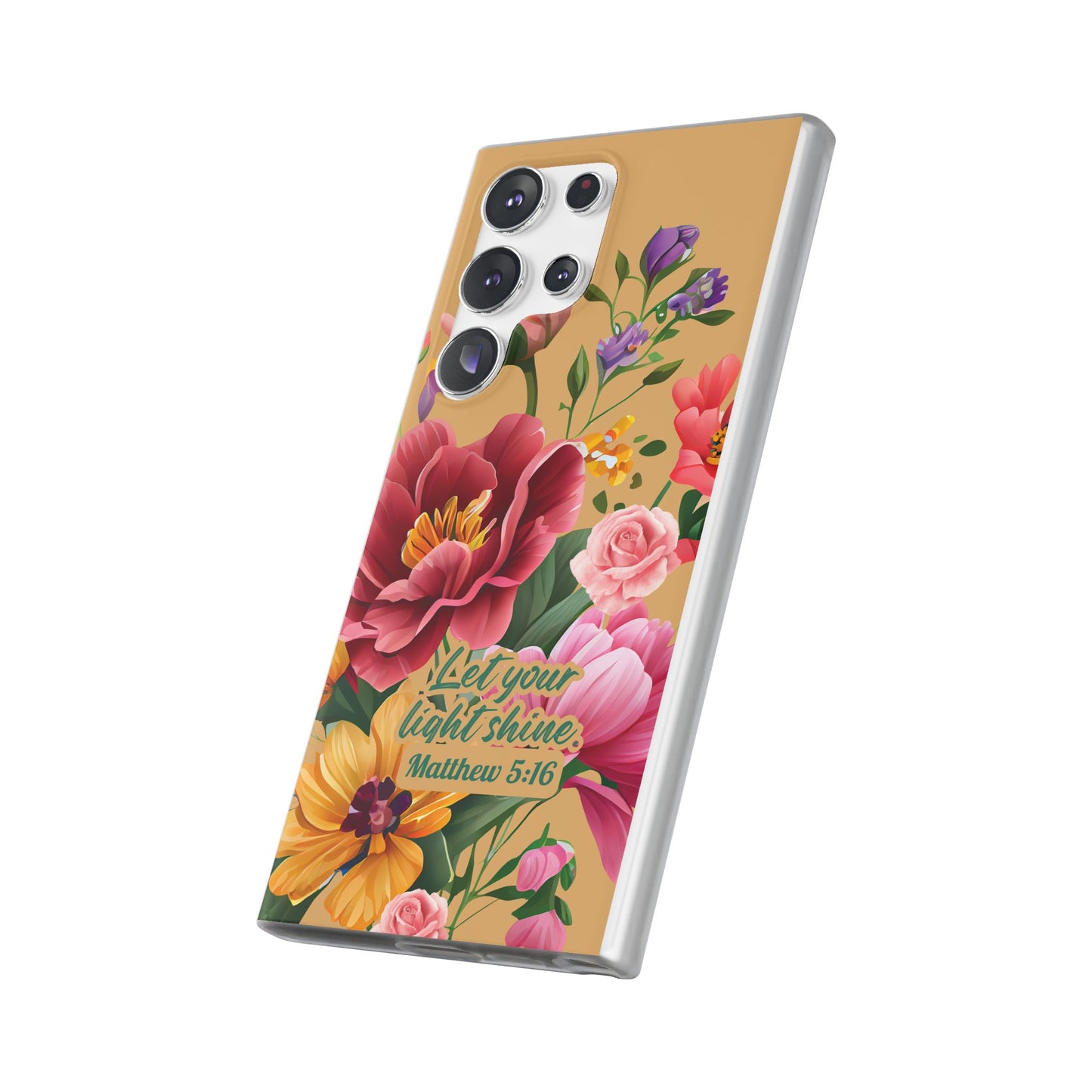 Floral Scripture Phone Case — "Let Your Light Shine" (Matthew 5:16) for iPhone and Samsung Cases.