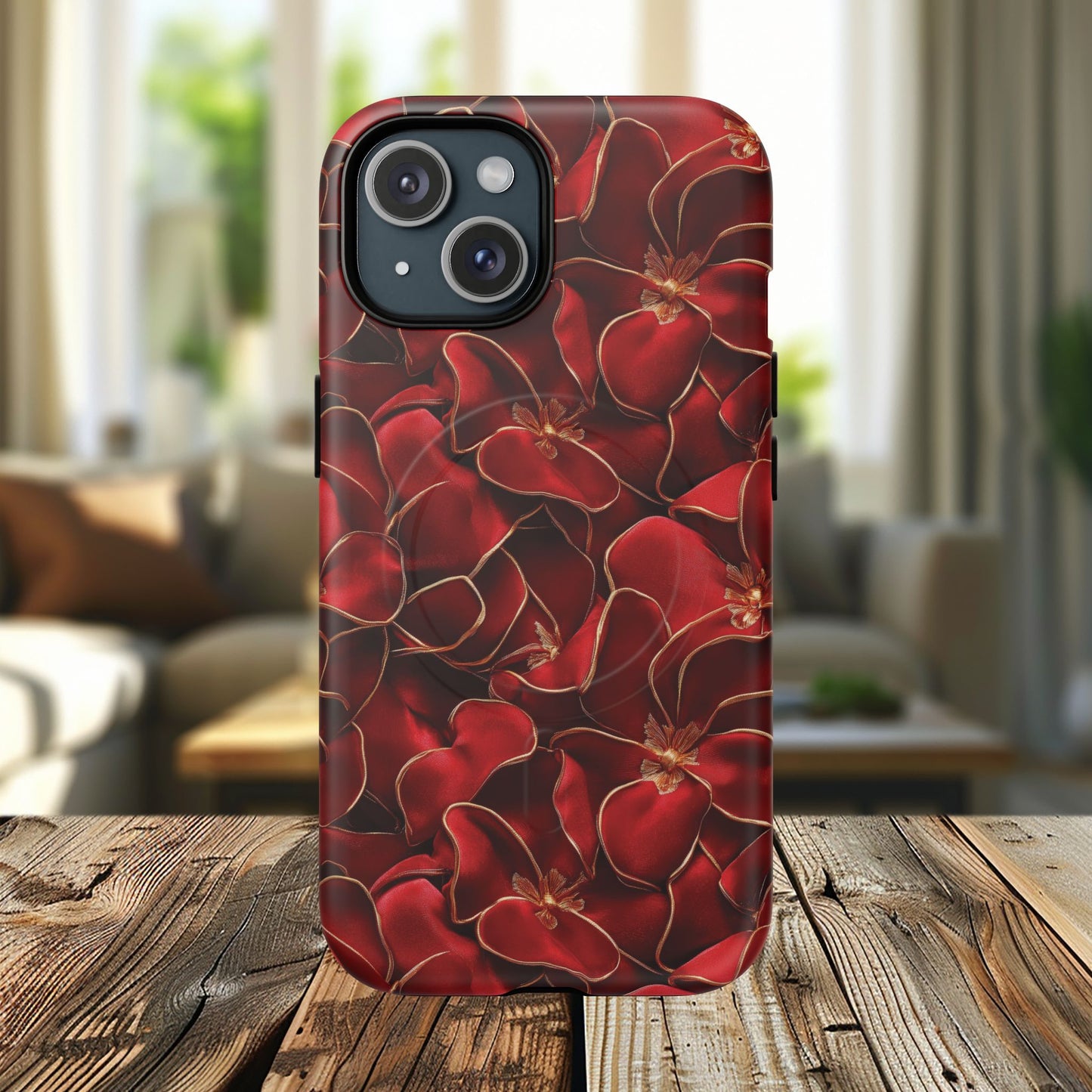 Crimson Bloom Tough iPhone Magnetic Case, Protective iPhone Case, Stylish iPhone Cover, Gift for Her, Mother's and Birthday Gifts, Unique Floral Accessories