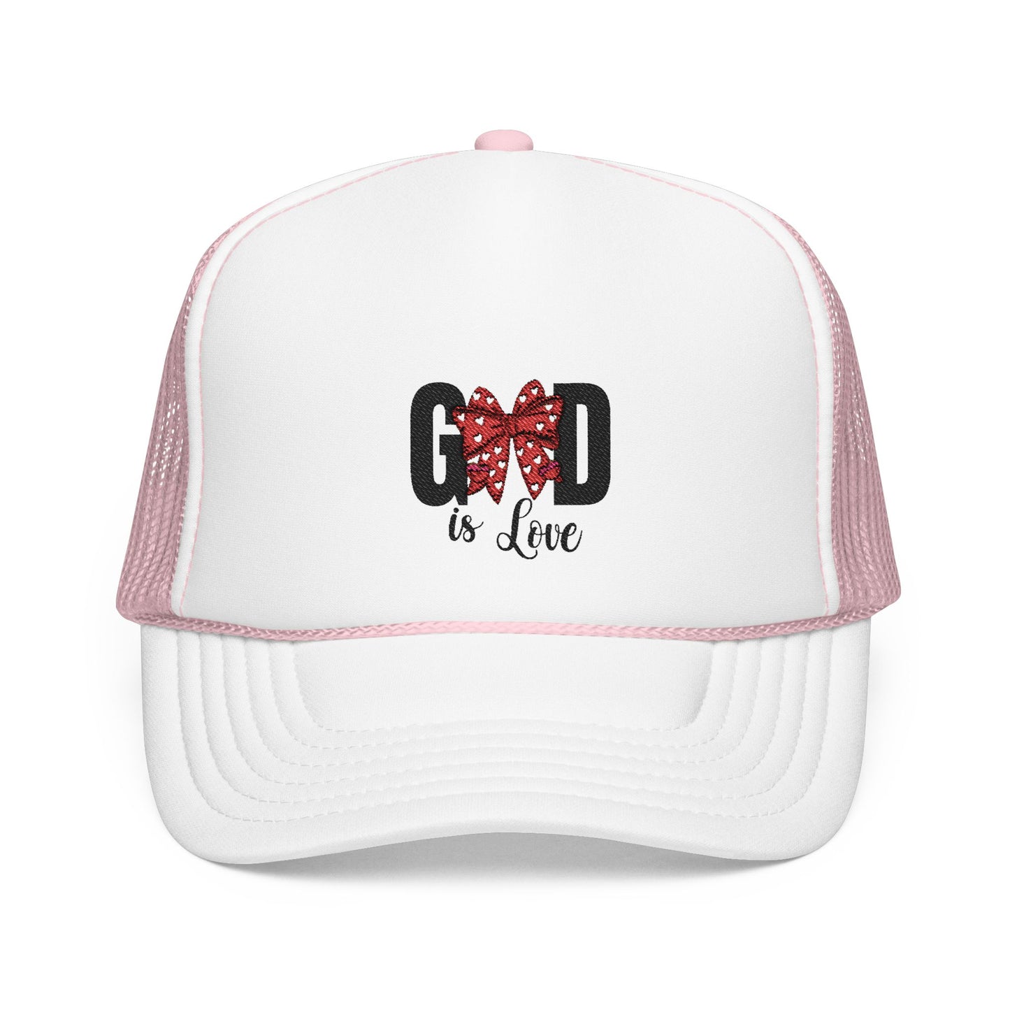 God is Love Embroidered Foam Trucker Hat - Faith-Based Fashion Accessory Gift